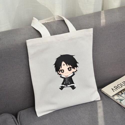 Women Foldable Shopping Bag Tote Anime Cartoon Shoulder Canvas Bags Large Capacity College Hip Hop Harajuku Handbag Unisex Man