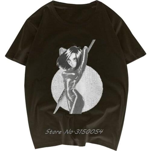 Mens Alita Battle Angel T Shirt Gunnm Gally Sword Vintage Tshirt Men Short Sleeve Tees Cotton White T-Shirts Hip Hop Harajuku
