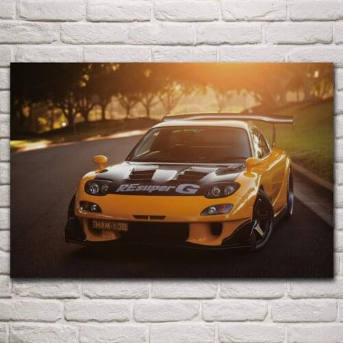 Race modified fd rx 7 car racing sport fanart living room decor home art decoration wood frame fabric poster KM536