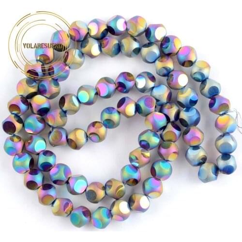 Faceted Plated Color Crystal Beads Round Loose Spacer Glass Beads For Jewelry Making Needlework Diy Bracelet Necklace 8mm 15
