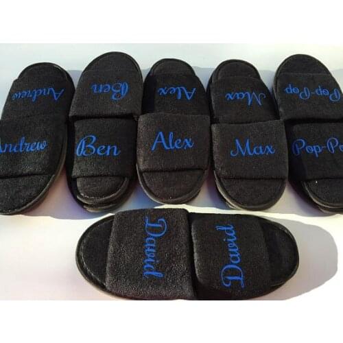 Personalized black wedding groom spa slippers day usher groomsman bestsman Bachelorette party favors company gifts