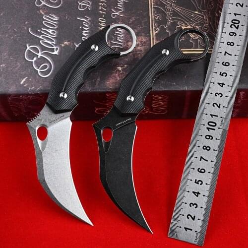CS GO Karambit Claw D2 Steel Fixed Blade Pocket Knife G10 Handle Tactical Military Knives Outdoor Camping Survival Hunting Tools