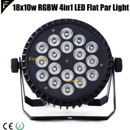 Compact Flat Par 18x10w LED RGBW 4in1 Aluminum Slim Par Color Wash Light Club Par Can Floodlight Each LED 10watt