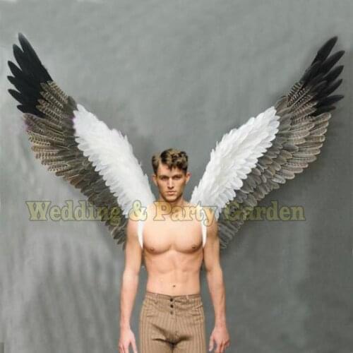 Cosplay Costumed white grey cartoon feather angel wing for Fashion show Displays wedding shooting props Cosplay game costume