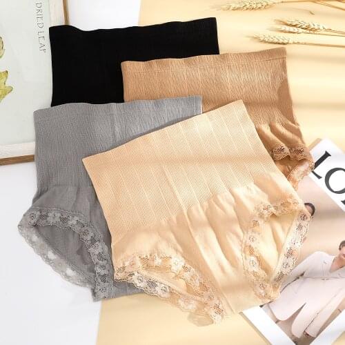 Lace Shapers Women High Waist Body Shaper Slimming Butt Lifter Shapewear Solid Color Underwear Tummy Control Panties