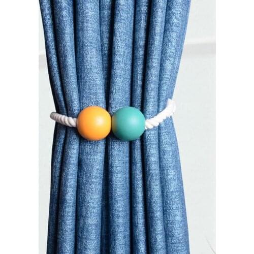 2pcs/lot European Style Magnet Curtains Buckles Wooden Beads Magnetic Curtain Tieback Free Punch Enfeite Cortina Pendurado