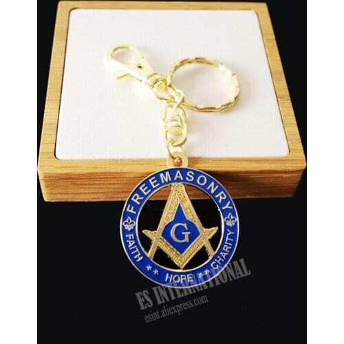 Masonic Key Chain Blue " FAITH HOPE CHARITY "Badge Mason Freemason MK04 exquisite accessories Key Ring