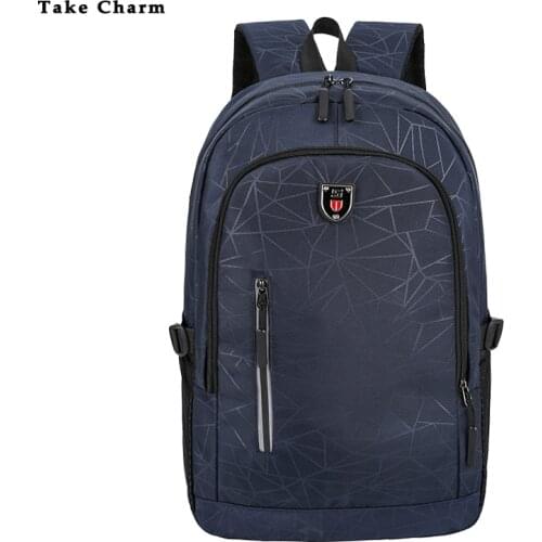Mens Casual Backpack 2020 New Fashion Geometric Print Backpack Young Student Schoolbag Sports Bag Gray Black Blue