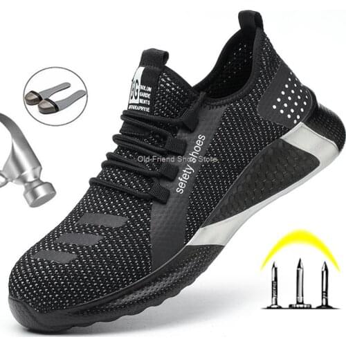 Indestructible Men Safety Work Shoes Steel Toe Cap Puncture-Proof Work Boots Lightweight Breathable Work Sneakers Male Security