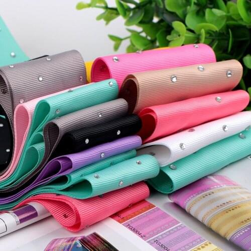 New Solid color Diamond Grosgrain Ribbon 75mm 5 yards DIY Rhinestones hair bows Accessories band sewing fabric ribbons