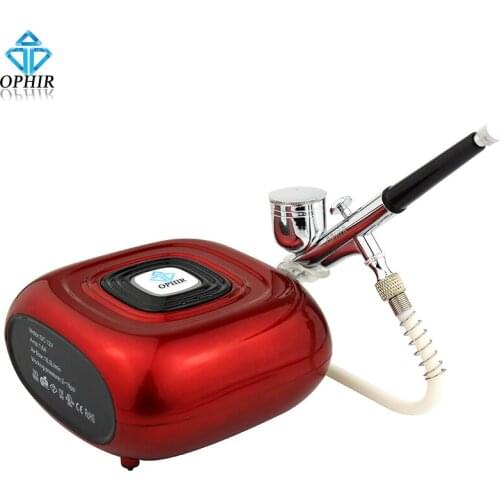 OPHIR Portable Dual Action Airbrush Kit with Mini Air Compressor for Cake Decoration Cake Tools Hobby Airbrushing _AC123R+AC004