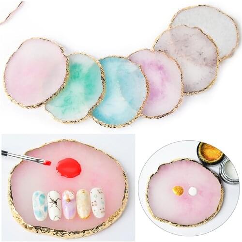 Crystal Nail Art Palett Imitation Agate Coaste Cup Mat Pad Jewelry Display DIY Color Mixer Mixing Palette Holder Drawing Plate