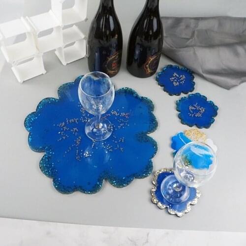 5Pcs Large Silicone Flower Coaster Resin Casting Making Molds Kit Resin Coaster Mold Agate Coaster Epoxy Molds Crafts 2021