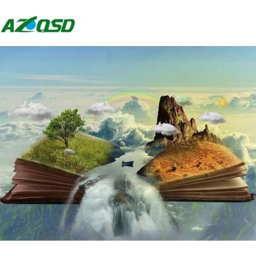 AZQSD Frame Picture By Number Book Landscape Acrylic Diy Gift Oil Painting By Numbers For Adults Home Decoration