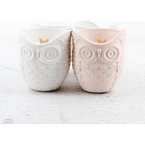 Christmas Owl Concrete Candle Vessel Molds Halloween Animal Cement Candlestick Candle Cup Silicone Mould for Concrete Planter
