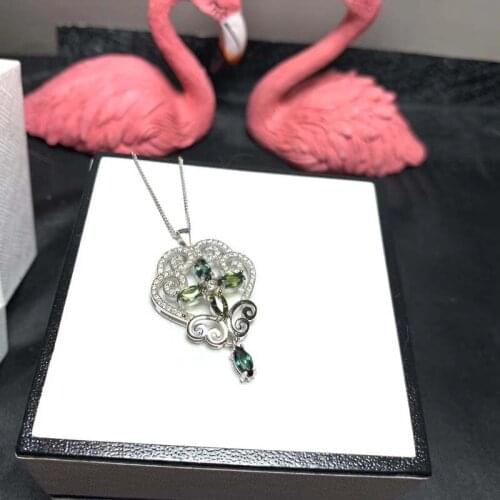 S925 Sliver Natural Sapphire Necklace Pendant for Women Real Blue Gemstones Spary Shape High Purity Top Quality Party Gifts K35