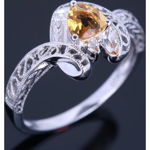 925 Sterling Silver 1ct Genuine Citrine Pave Natural Diamonds Wdding Gemstone Vintage Antique Jewelry Engagement Ring wholesale