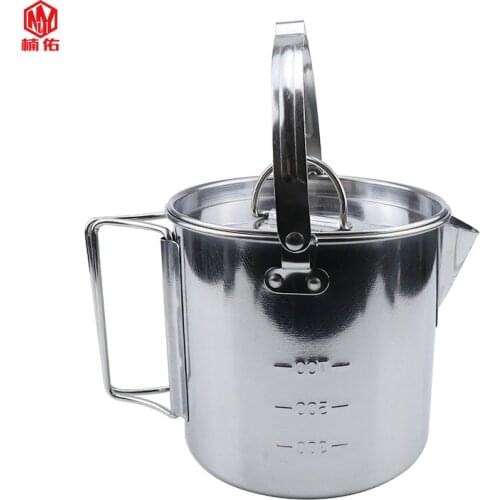 Outdoor Portable Kettle Stainless Steel Hanging Pot With Handle Picnic Kettle Cookware