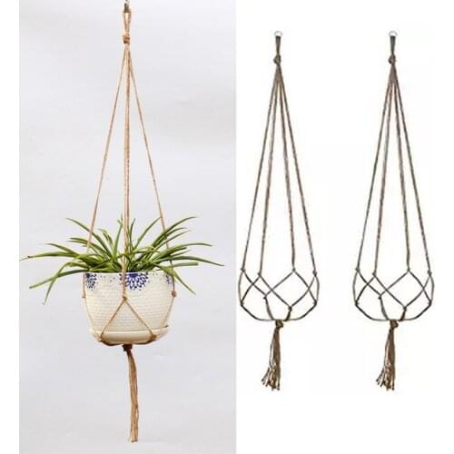Vintage Decor Macrame Plant Hanger Basket Flowerpot Plant Holder Macrame Hanging Knotted Lifting Rope Garden Home Garden Decor