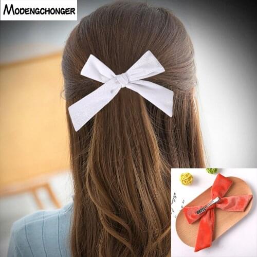 28 Colors Korean Velvet Bow Crocodile Clip Hairpin Solid Color Ponytail Clip For Women Girls Hairgrip Bangs Clip Hair Accessorie