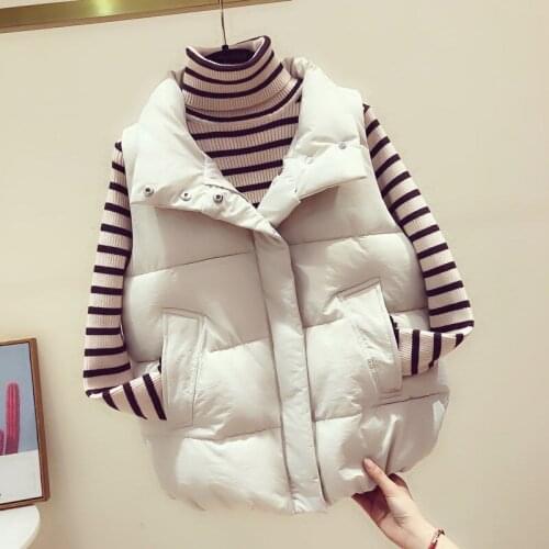 2021 Spring Women Sleeveless Vest Female Winter Warm Plus Size Cotton Padded Jacket Vests Ladies Collar Sleeveless Waistcoat Q91