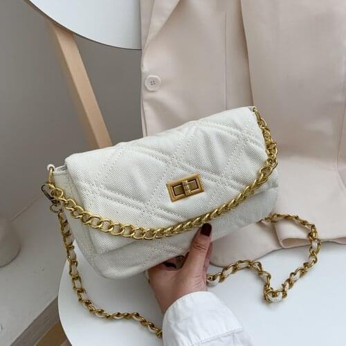 Winter PU Texture Solid Color Diamond Bags for Women 2020 New Fashion Square Bag Chain Single Shoulder Messenger Bags