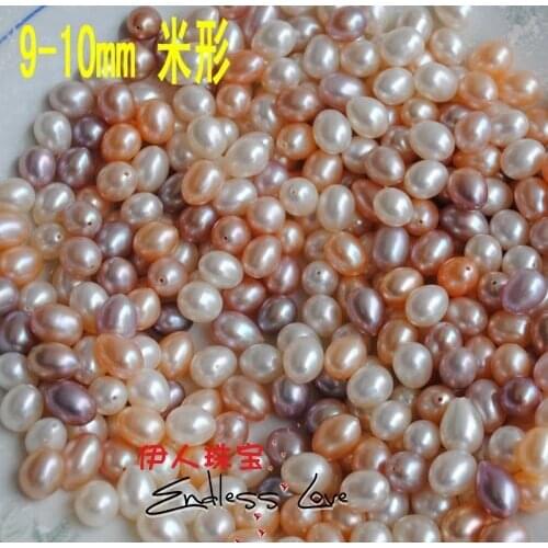 16pcs/lot 9-10mm Big Size, Freshwater Loose Pearls, NATURAL! Oval Shape Beads, White&Orange&Purple 3 Color, HALF DRILLED