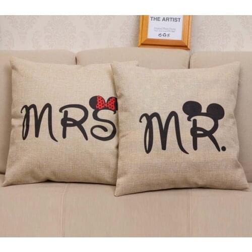 2019 New 45*45cm Square Cotton Linen Cotton pillow cushions couple pillowcases home minimalist pillow cover Valentines Gift