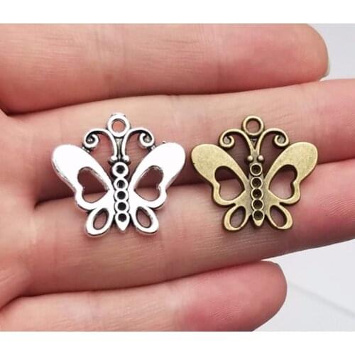 25pcs/lot--21x24mm, Antique bronze/silver plated butterfly charms,DIY supplies,Jewelry accessories