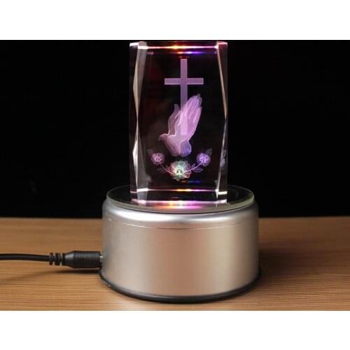 3D Laser Crystal Religious Cube Crystal Decoration Buddha Statues Paperweight Church Decoration