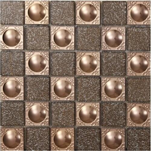 3D Gold Metal Flower Glass Mosaic Tiles, Kitchen backsplash Bathroom Shower Fireplace Brick Wallpaper decor