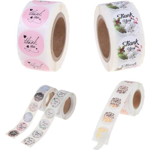 500Pc/Roll Pink Label Stickers Gold Thank You Sticker Scrapbooking For Wedding Gift Card Business Packaging Stationery Sticker