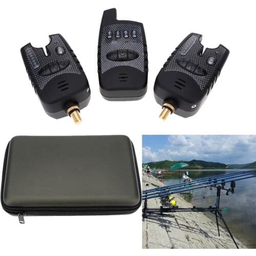 Wireless Digital Fishing LED Alarm Set 2 Fishing Bite Alarm + 1 Receiver in Case Carp Fishing Alert