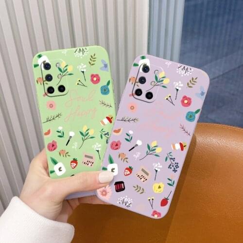 Small Flowers Liquid Silicone Phone Case For Oneplus 8t 9 9pro Protective Camera Lens Protection Soft Back Cover On 9r pro
