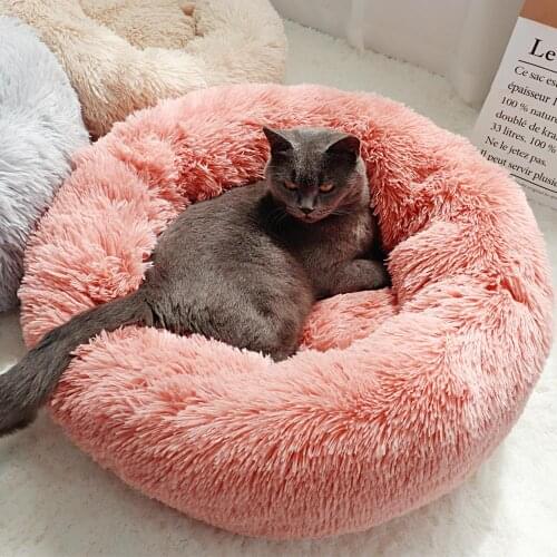 Round Plush Dog Cat Bed Pet House Mat Soft Puppy Cat Cushion Mat Small Dog Beds For Dogs Cats Winter Warm Sleeping Bed