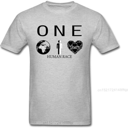 WE'RE ALL ONE T-shirt Men Grey T Shirt One World Love Tops Tees Team Tshirt Custom Adult Cotton Clothes Thanksgiving Day Gift