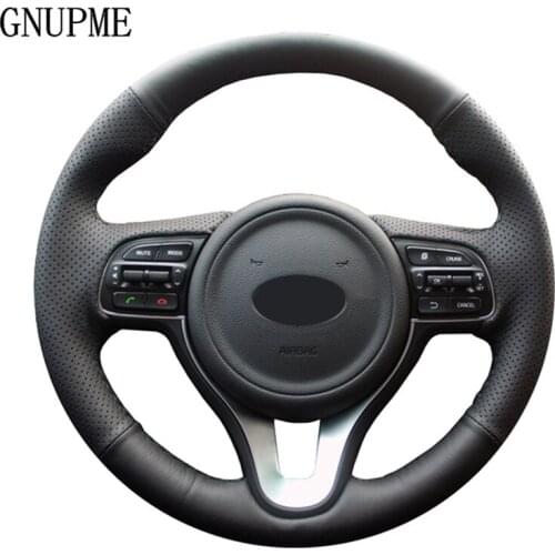 GNUPME Black Hand-stitched Soft Artificial Leather Car Steering Wheel Cover for Kia Sportage 4 KX5 2016 2017 K5 2016 2017