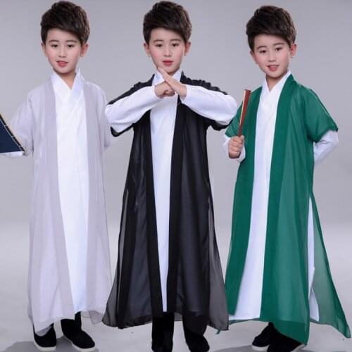 Hanfu Tang Dynasty Chinese Costume For Boys Folklore Ancient Traditional Chinese Clothing Kids Folk Dance Stage Wear DNV11407