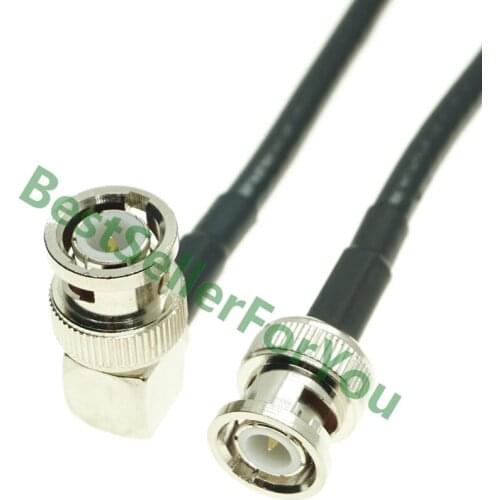 15/30/50/100cm Connector BNC Male Right Angle To Connector BNC Male Straight RF Pigtail Cable RG58