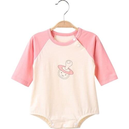 Summer Newborn Baby Clothes Infant Girls Boys Patchwork Rompers Cotton Cartoon Long Sleeved Jumpsuit For 0-2 Years Toddler