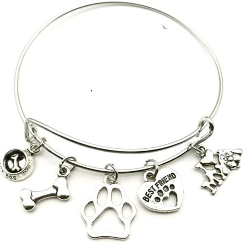 New Mini I Love My Dog Bracelet Best Friend Fashion Pet Steel Bracelet Female Jewelry Gift