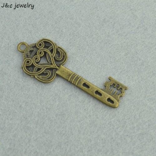 Wholesale 10pcs Metal Charms Antique Bronze key Charms Pendant Jewelry Making Bracelet Necklace DIY 42*16mm O244