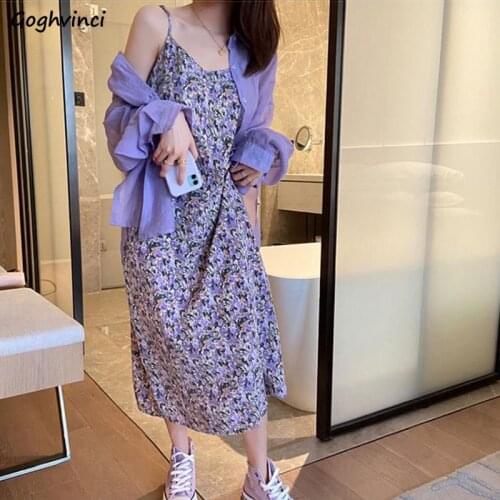 Sleeveless Dress Women Sexy New Slim Elegant Chic Colorful Fresh Hepburn Spaghetti Strap Korean Style Print V-neck Casual Trendy