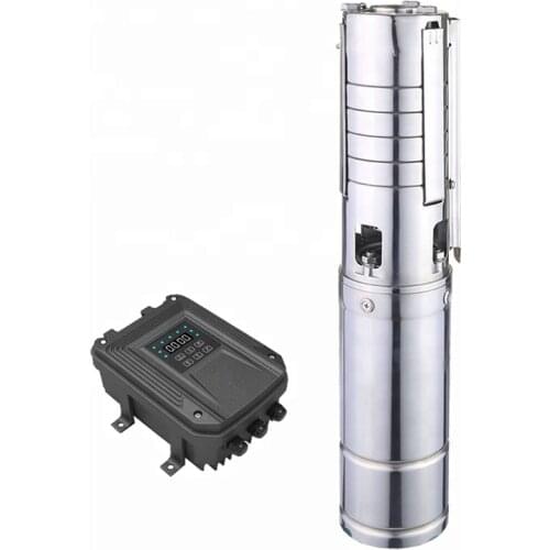 Permanent magnet synchronous motor submersible dc solar water pump DC48V 550W submersible borehole solar pump for irrigation