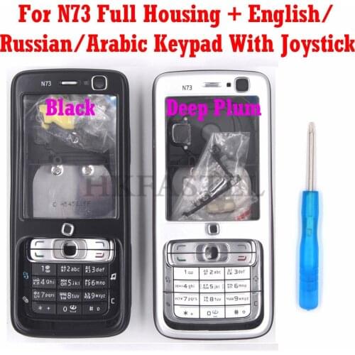 For Nokia N73 Brandnew Full Complete Mobile Phone Housing Cover Case keyboard English Russian Arabic Hebrew Keypad Free Shipping