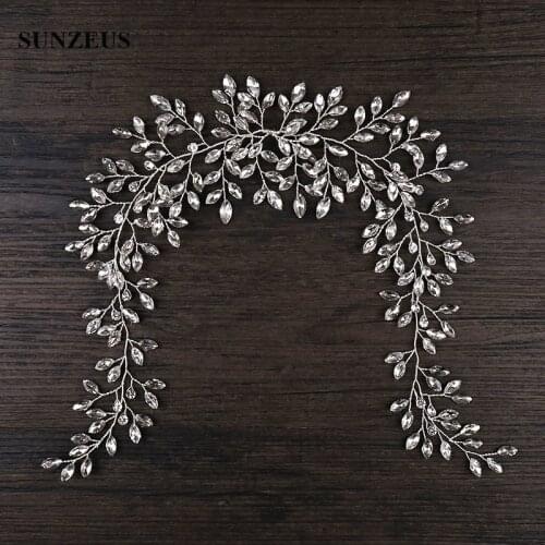Luxury Shinny Crystal Bridal Headband 2020 Silver Metal Bride Head Chain Sash Wedding Head Accessories SQ316