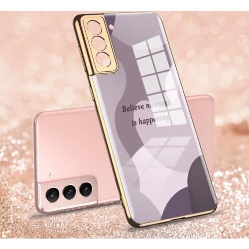 Luxury Electroplate Glass Case For Samsung Galaxy S21 Ultra S21 Plus Phone Case Hard tempered glass Cover For Galaxy S21