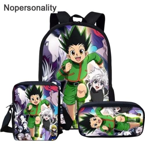 Nopersonality Backpack Boy Hunter X Hunter 3pcs/Set Cartoon School Bags for Teenagers Travel Outdoors Schoolbag for Children