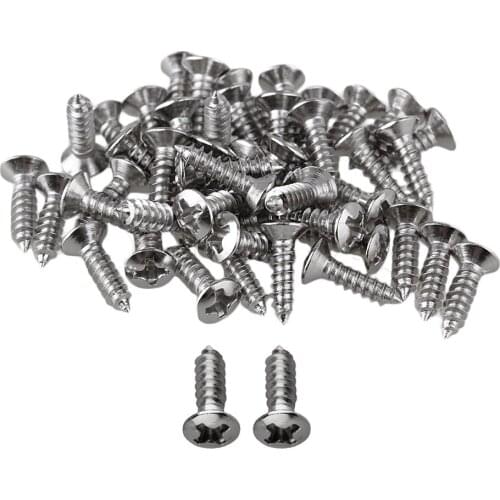 Yibuy 50 x Chrome Guitar Bass Pickguard Screws For Guitar
