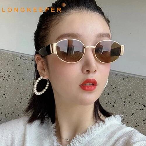 Vintage Oval Sunglasses Women Men Luxury Brand Designer Gold Brown Sun Glasses Ladies New Trends 2021 Driving Outdoor Eyeware